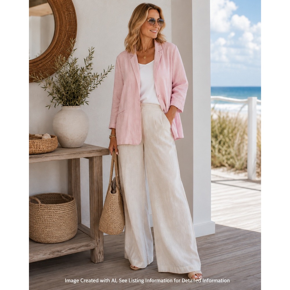 Abound Linen Blend Oversized Blazer XL Pink  Coastal Minimalist Work